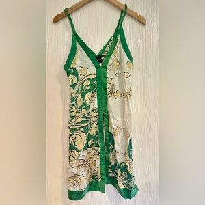 Just Cavalli Green & White Silk Floral Tunic - Size 40 (S/M)